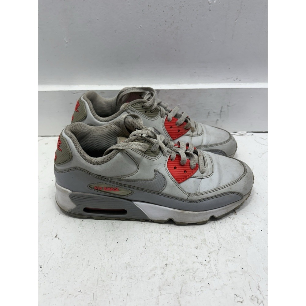 Nike Air Max 90 Leather‎ GS Pure Platinum Wolf Gray White HOT PINK INFRARED 7Y